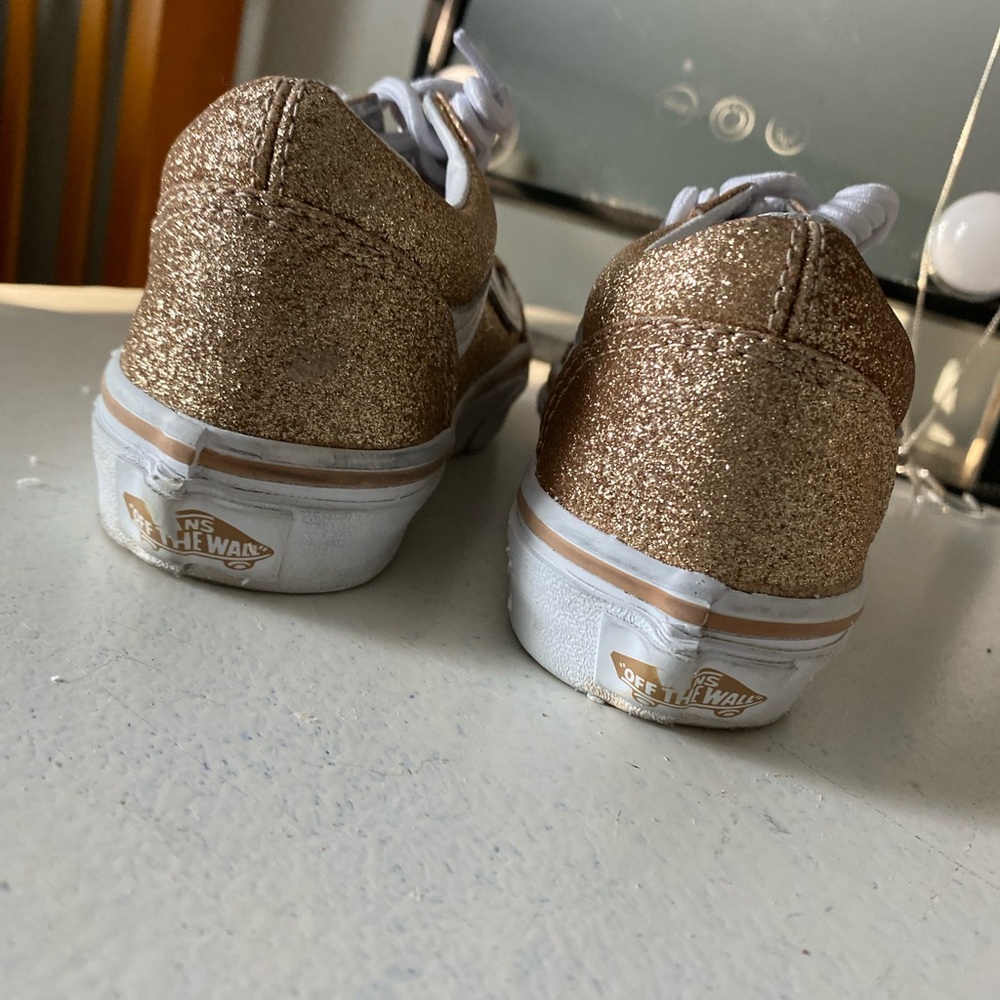 Vans Kids Glitter Gold and White Low-Top Sneakers - Picture 2 of 6